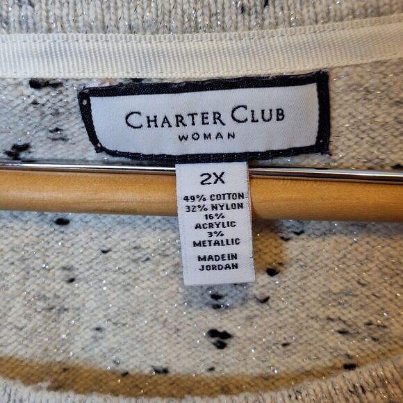 Charter Club Woman Pullover Sweater Size 2X Round Neck Long Sleeve Cotton Blend - Picture 7 of 8